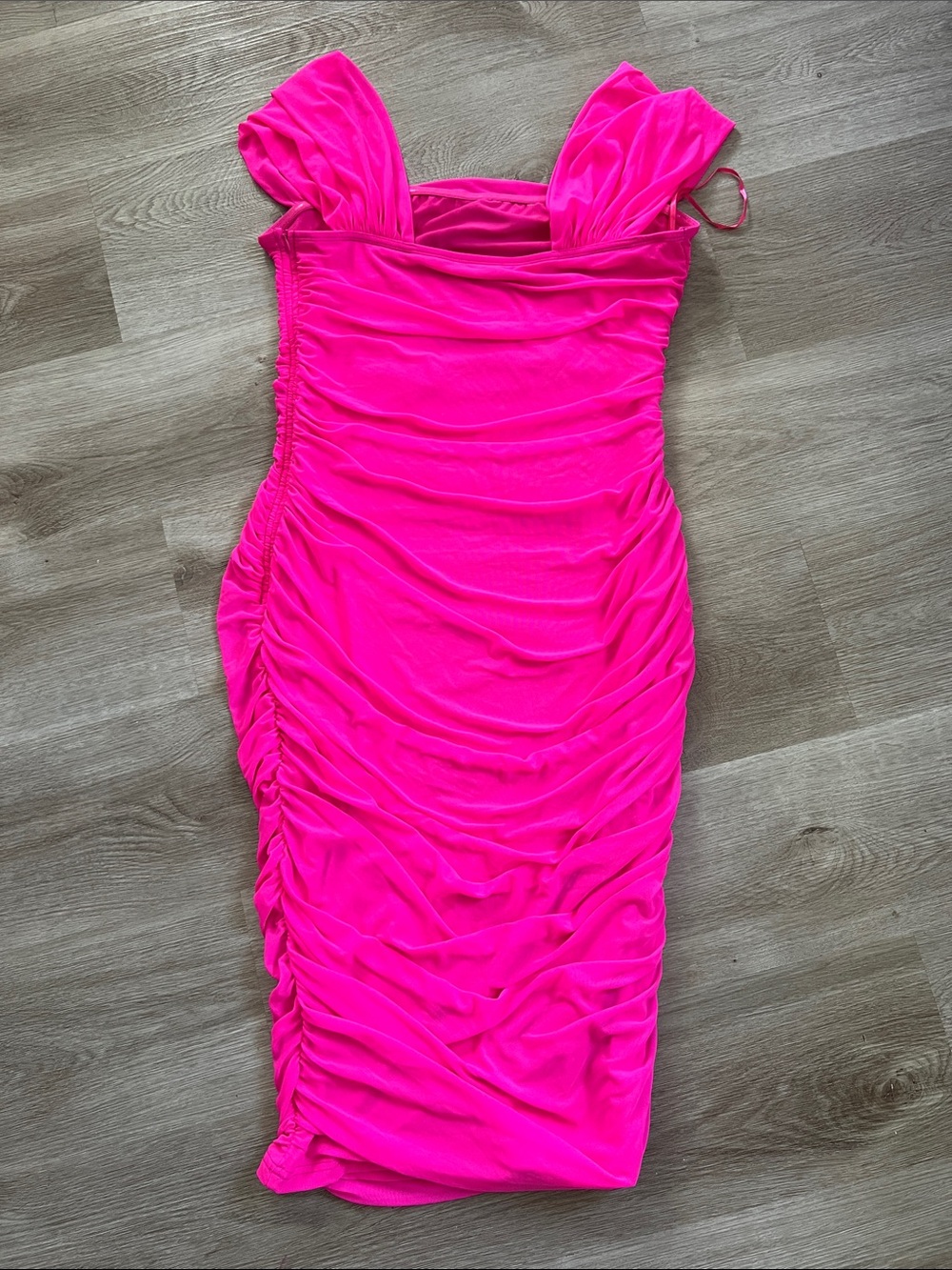Hot Pink Ruched Bodycon Dress
